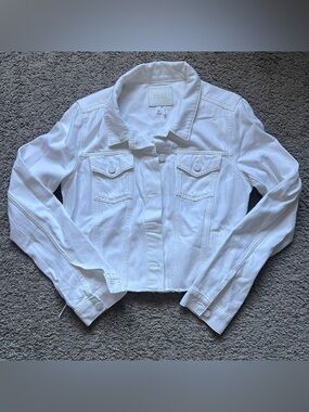 $229 Paige Crisp White Relaxed Vivienne Jacket w/ Raw Hem size Medium